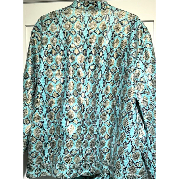BAMBOO TRADERS Women's Jacket Turquoise Gold Black Snake Print Size 3X - Picture 9 of 11